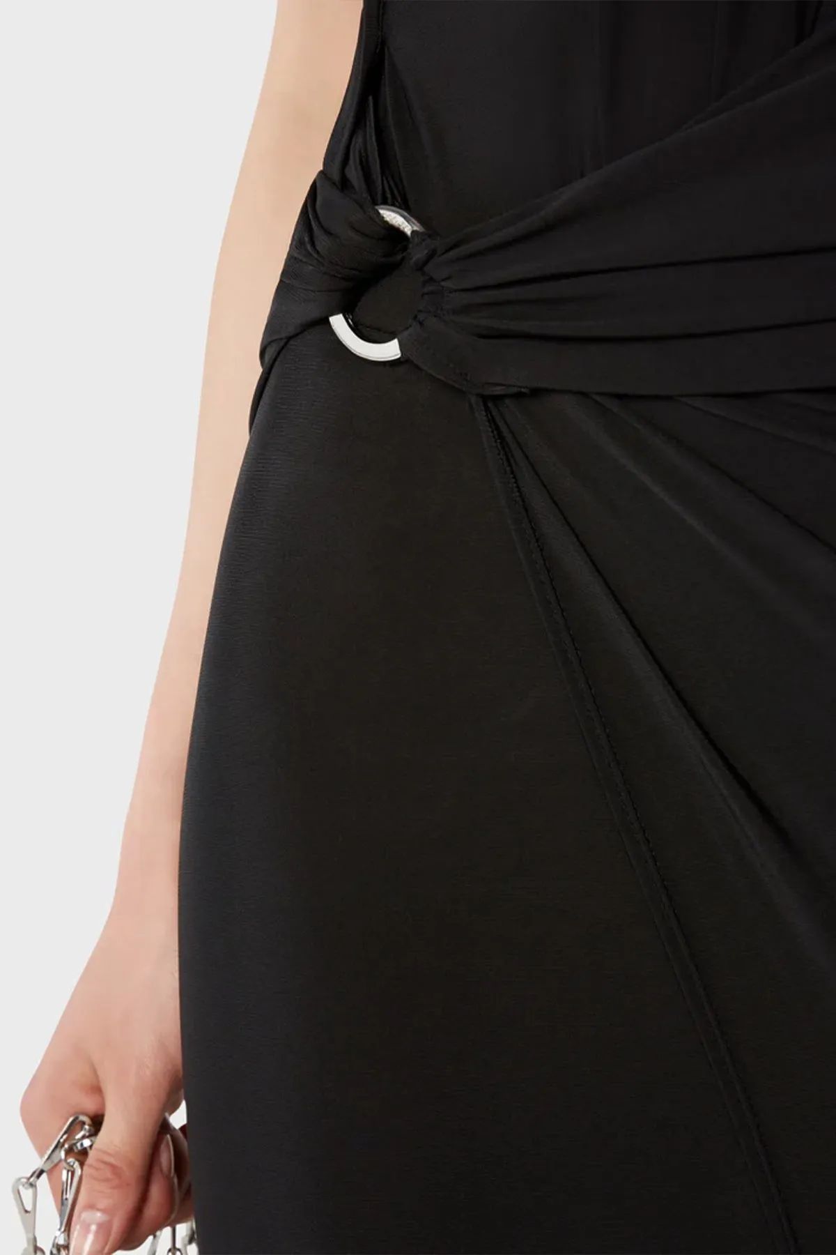 Draped Midi Dress in Black