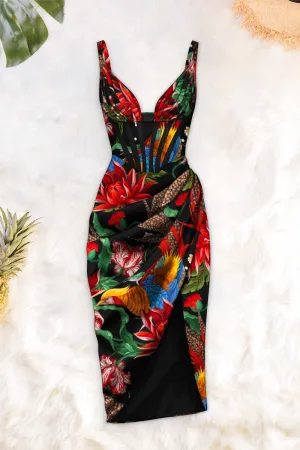 Draped midi dress