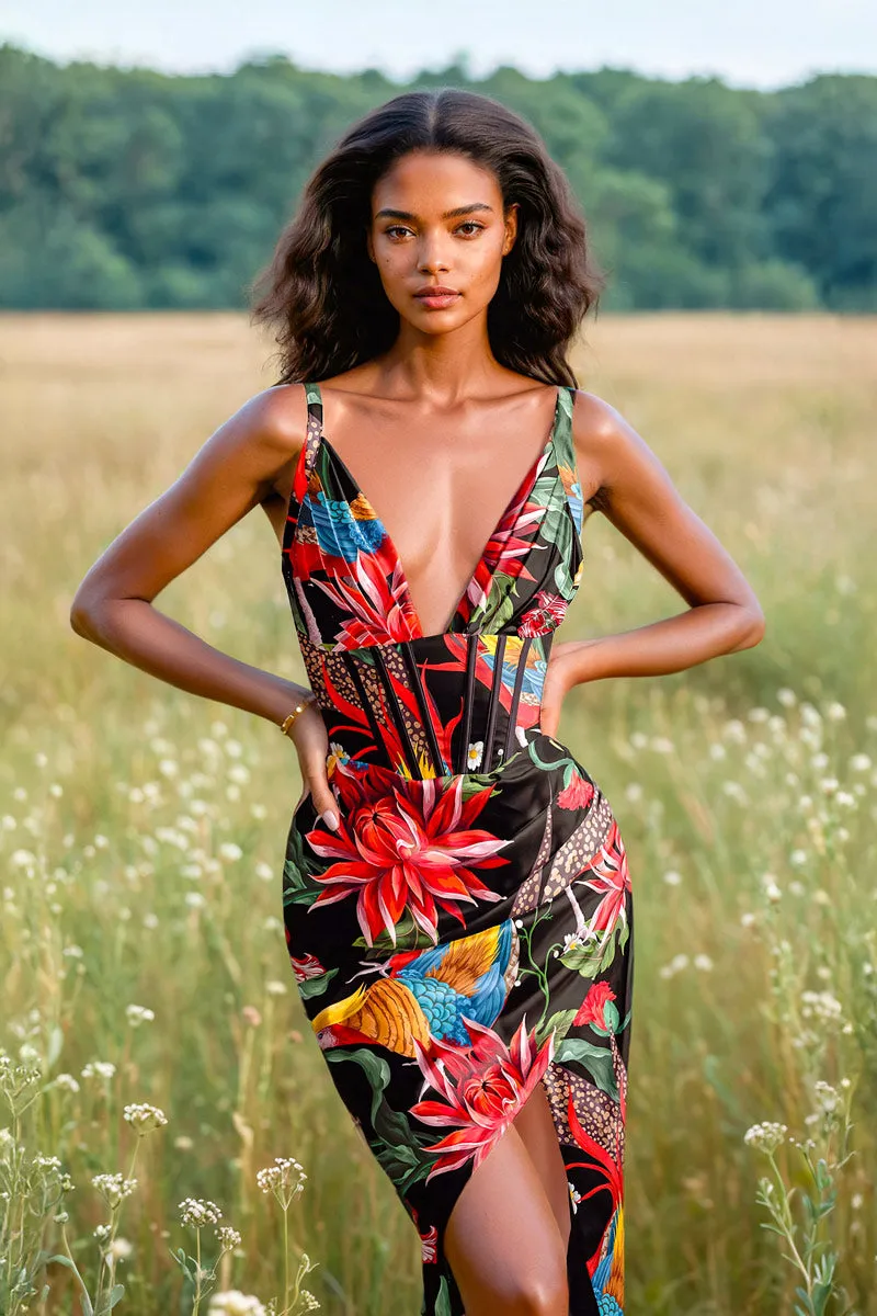 Draped midi dress