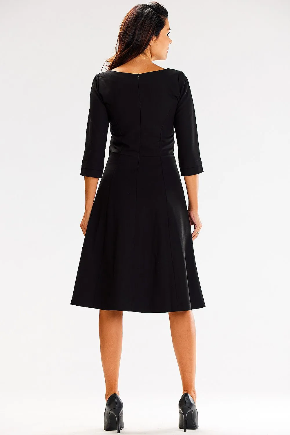 Draped Round-Neck Fit-and-Flare Dress