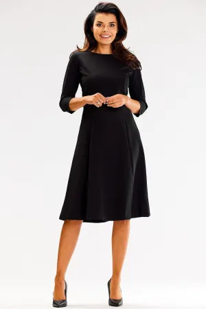 Draped Round-Neck Fit-and-Flare Dress