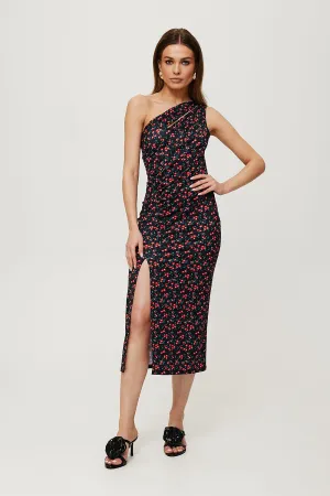 Draped Tuba Dress with Slit