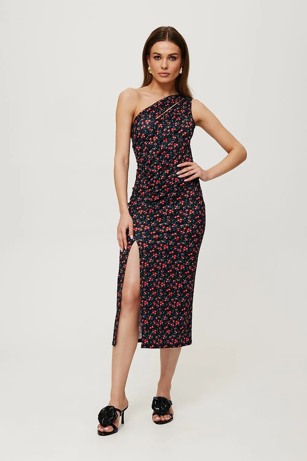 Draped Tuba Dress with Slit