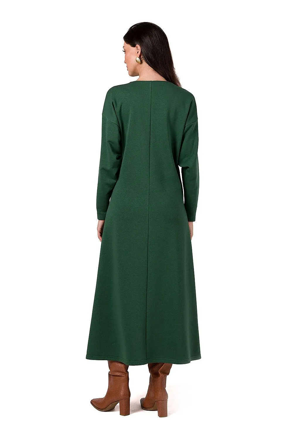 Draped V-Neck Flared Maxi Dress