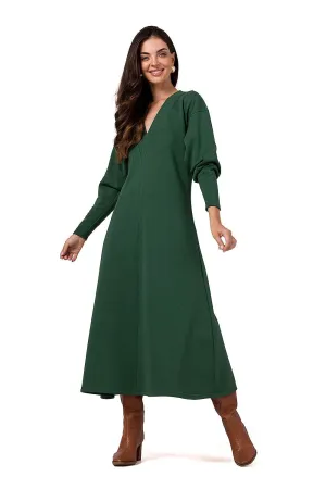Draped V-Neck Flared Maxi Dress