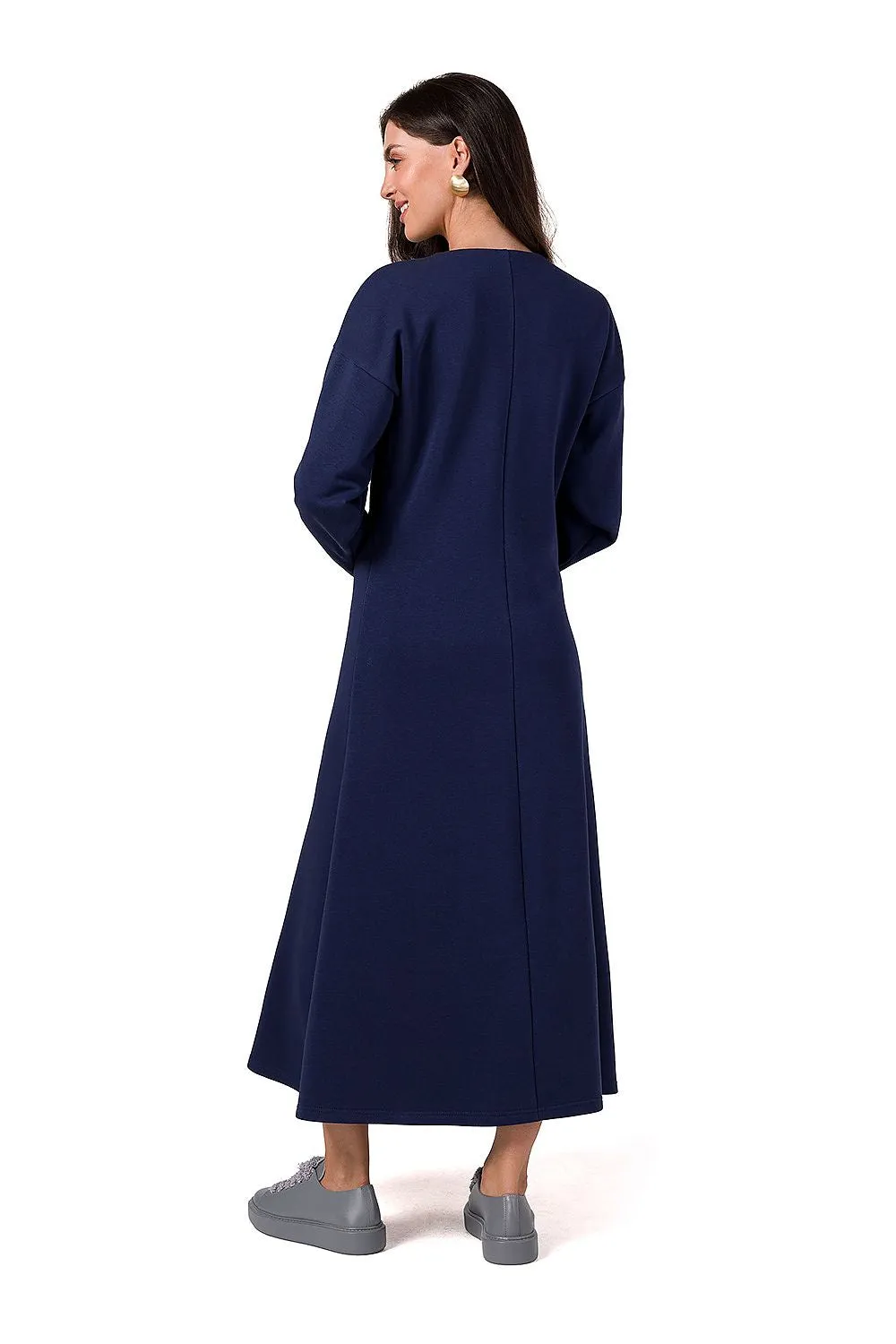 Draped V-Neck Flared Maxi Dress