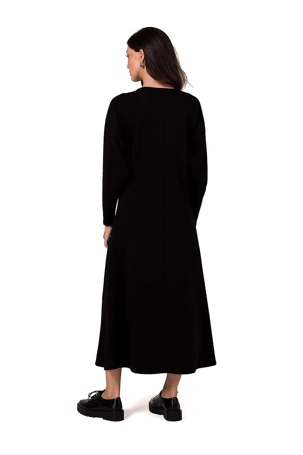 Draped V-Neck Flared Maxi Dress
