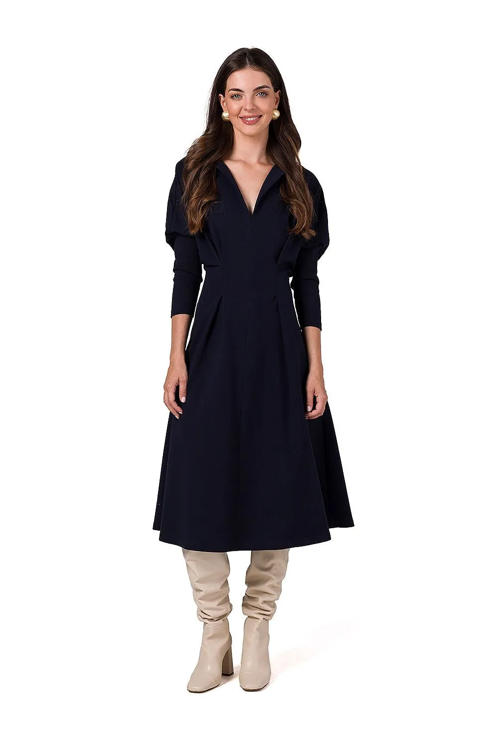 Draped Waist Batwing Dress