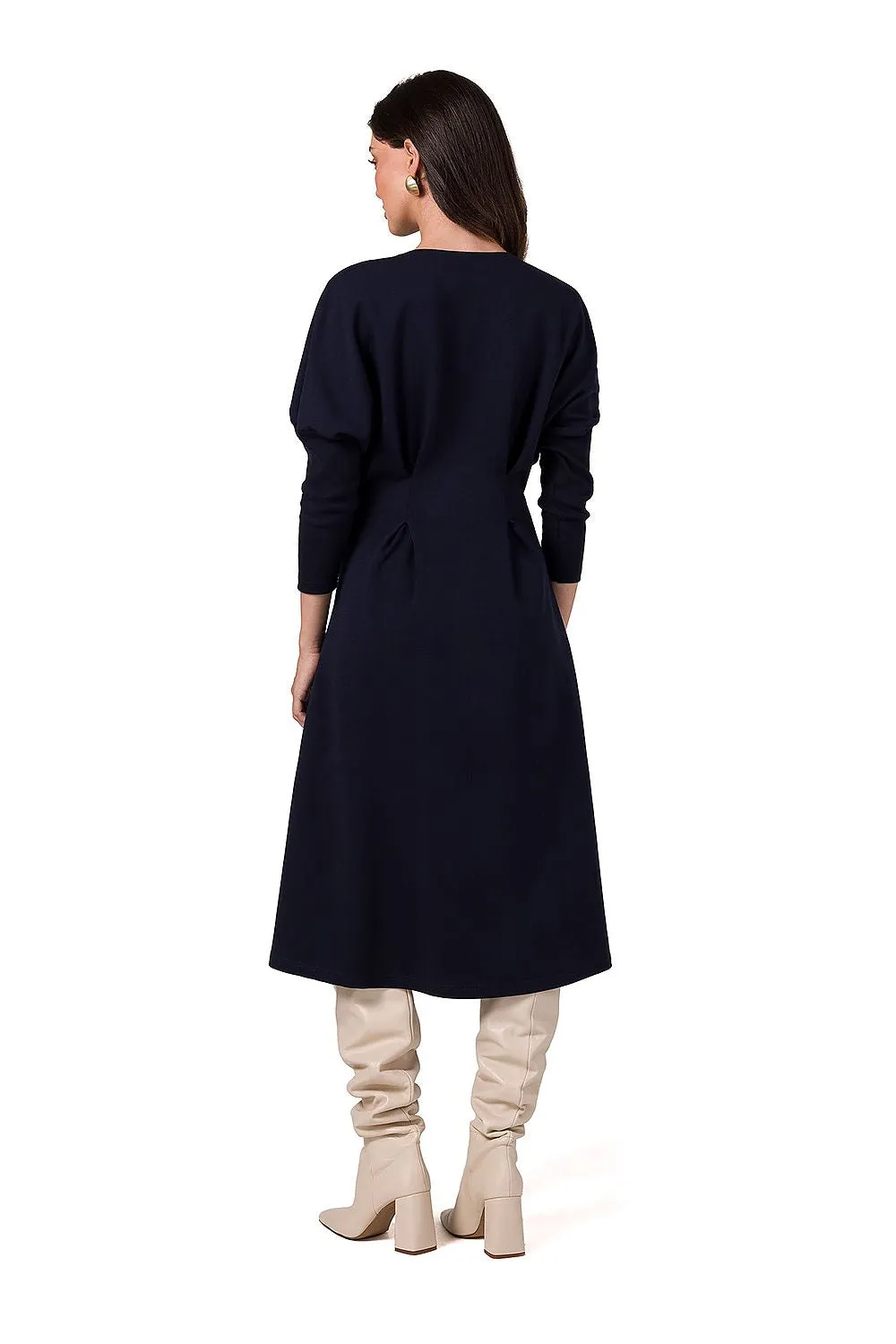Draped Waist Batwing Dress