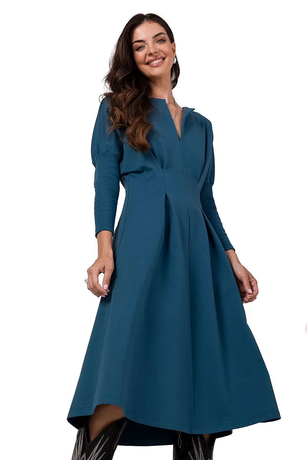 Draped Waist Batwing Dress