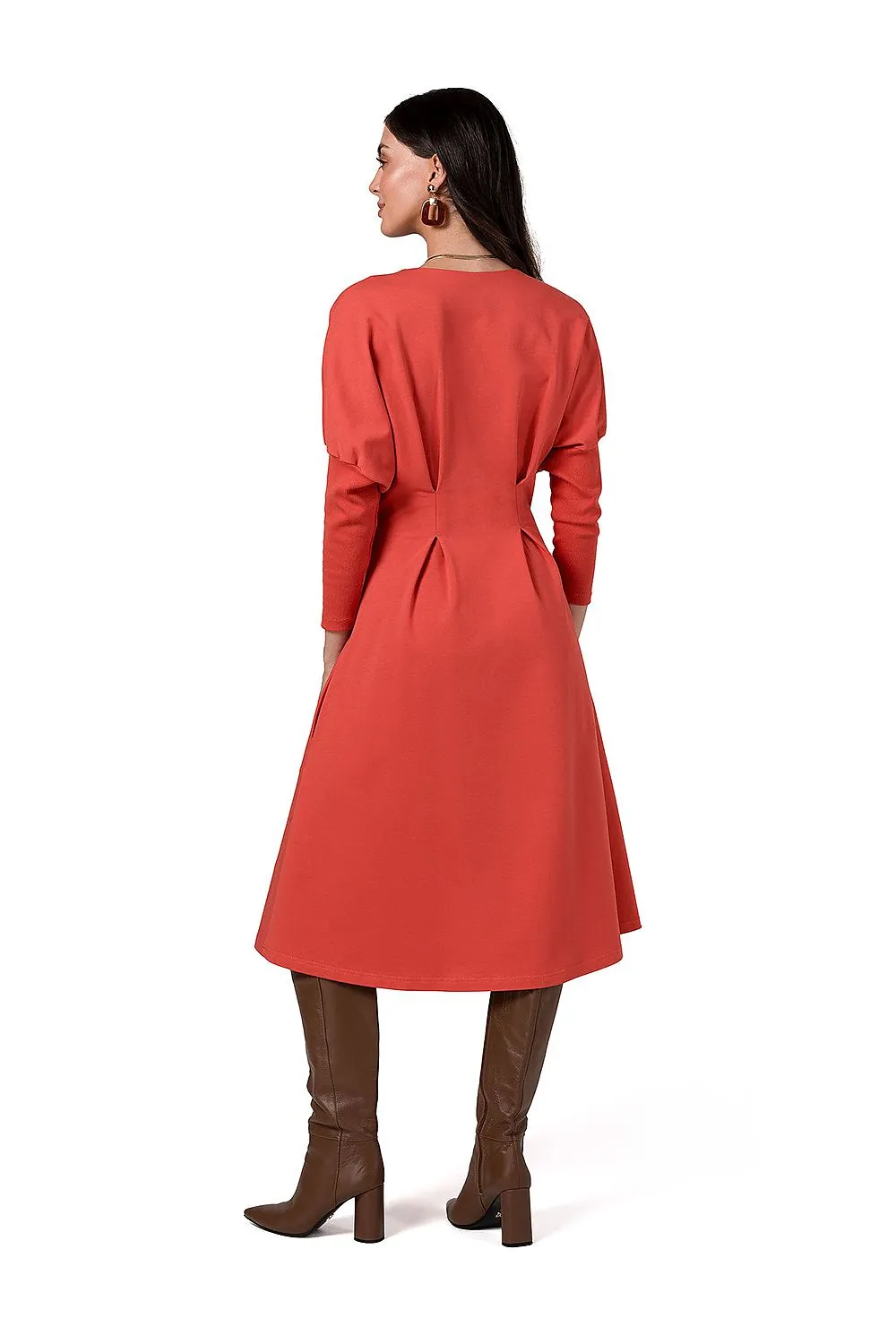 Draped Waist Batwing Dress