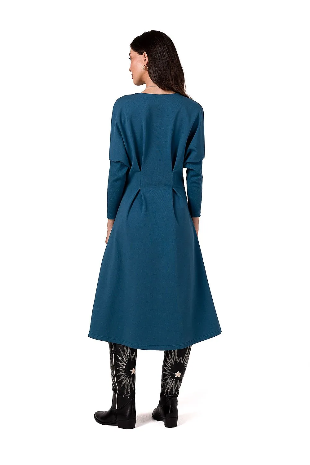 Draped Waist Batwing Dress
