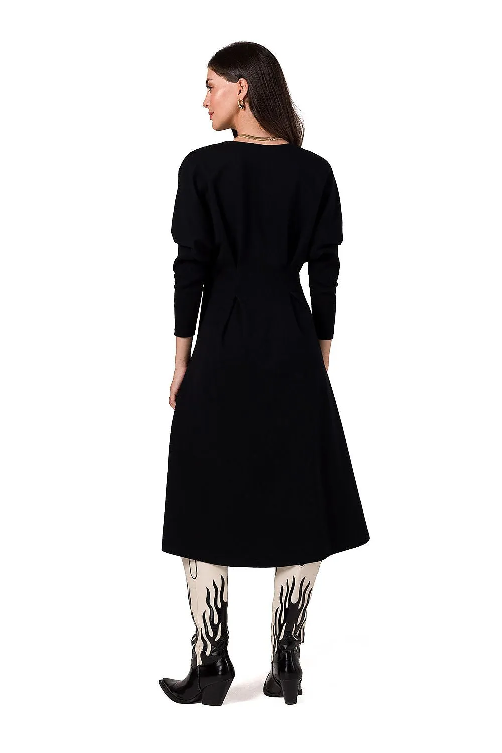 Draped Waist Batwing Dress