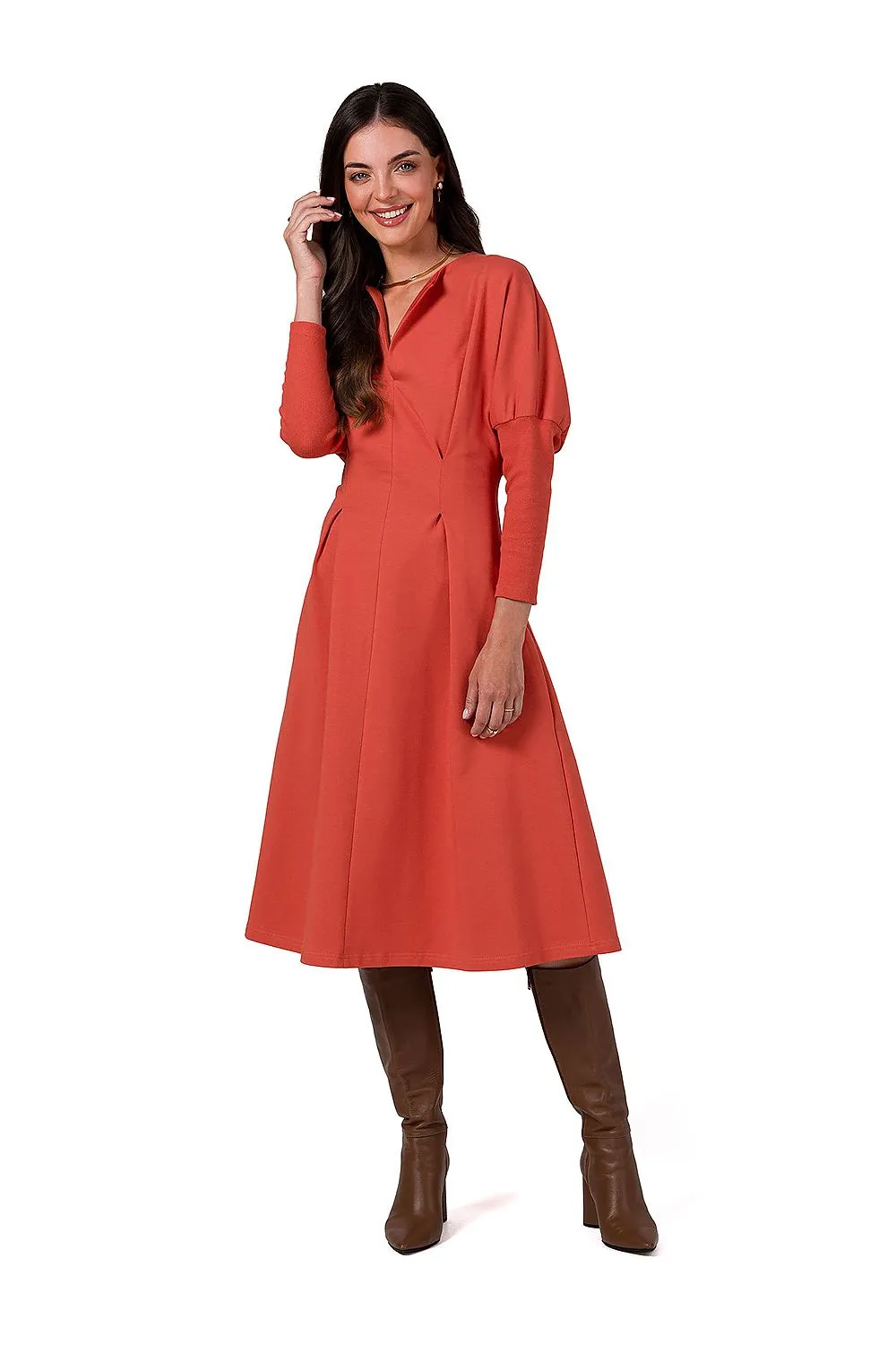 Draped Waist Batwing Dress