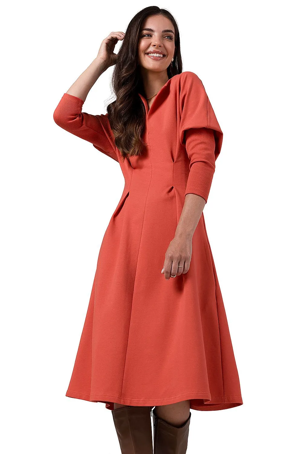 Draped Waist Batwing Dress
