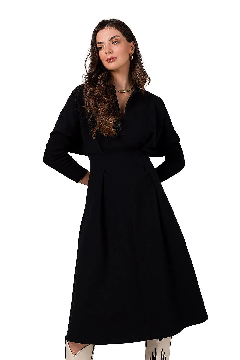 Draped Waist Batwing Dress