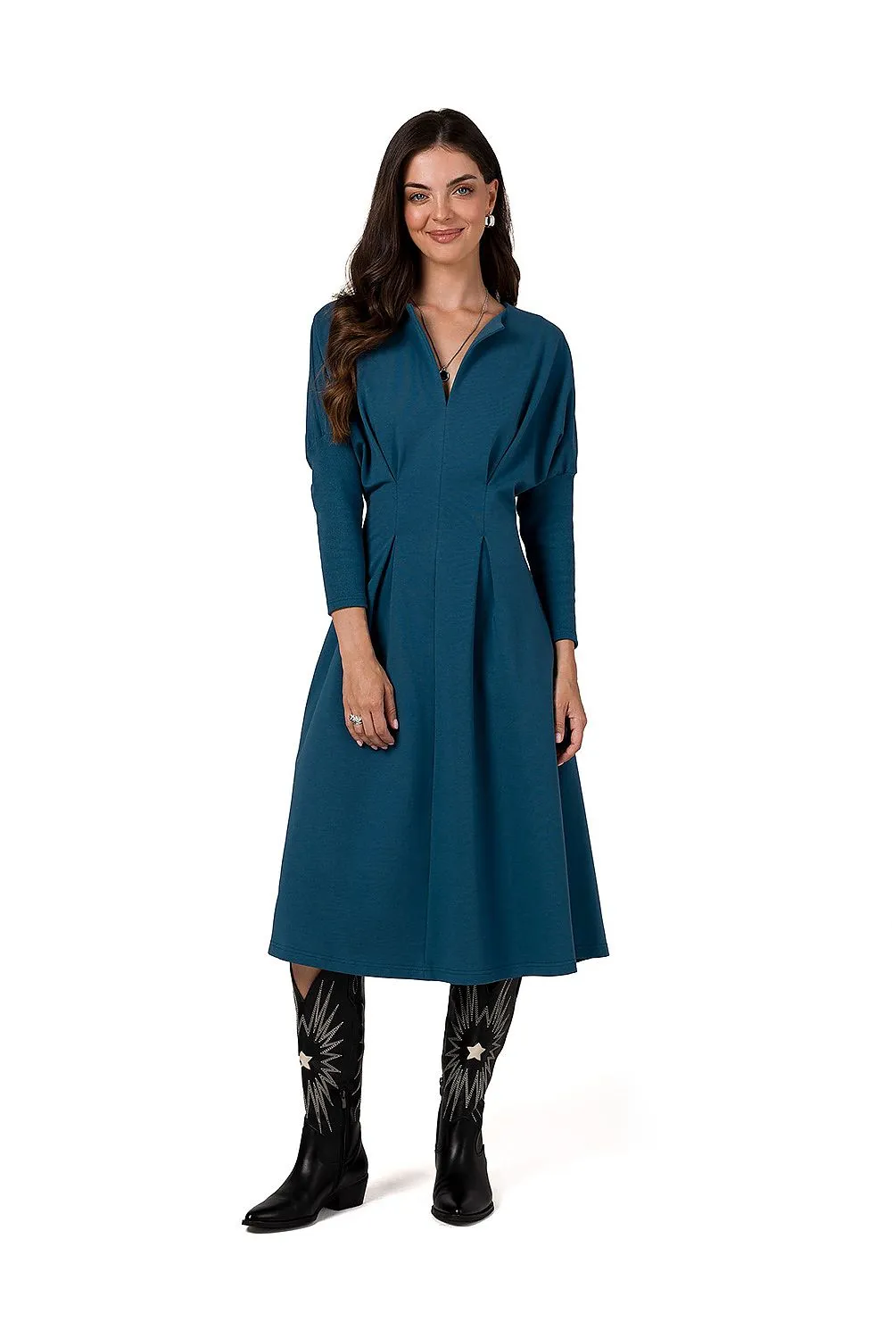 Draped Waist Batwing Dress