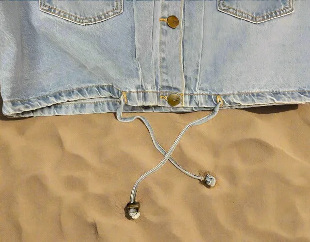 Draw String Cropped Denim Jacket