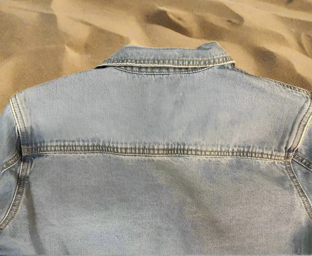 Draw String Cropped Denim Jacket
