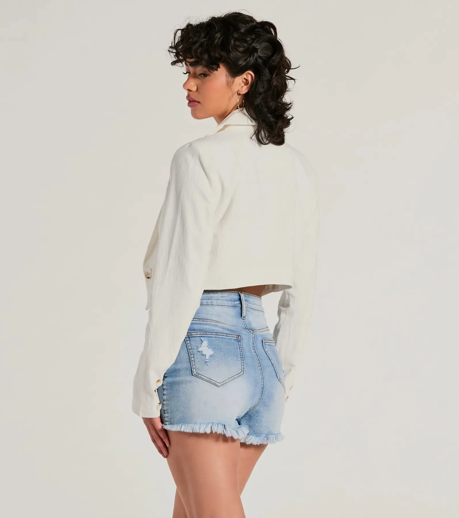 Elevated Theme Long Sleeve Crop Linen Blazer