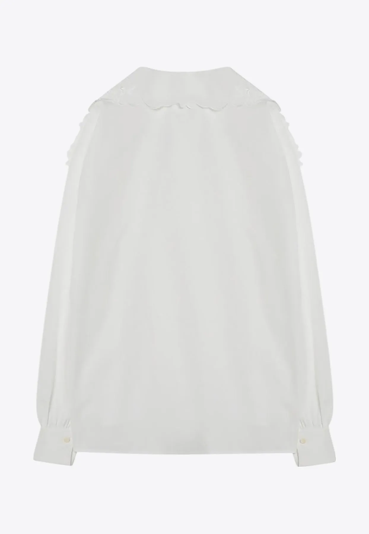Embroidered Lavallière Long-Sleeved Shirt