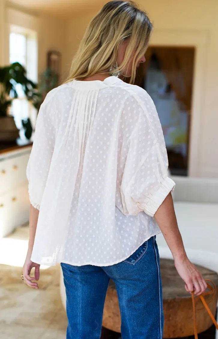 Emerson Fry Mandarin Collar Top - Salt