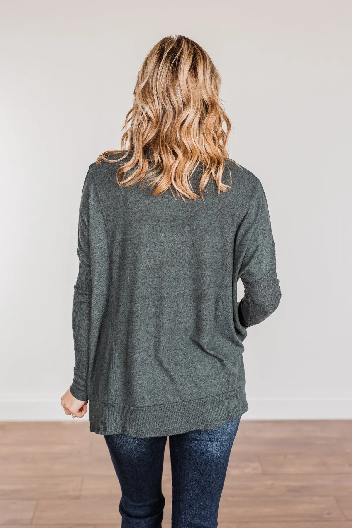 Enchanting Wink Dolman Top- Hunter Green