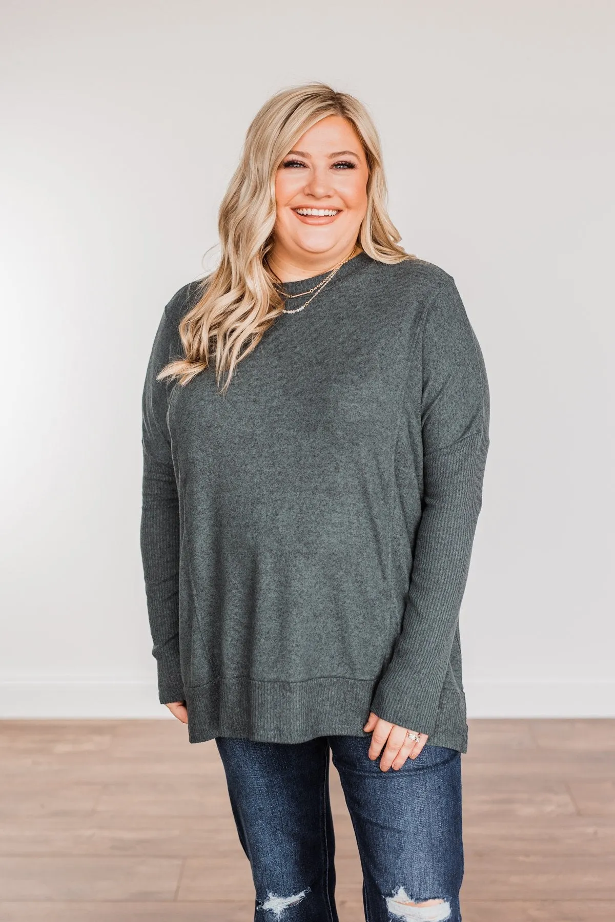Enchanting Wink Dolman Top- Hunter Green