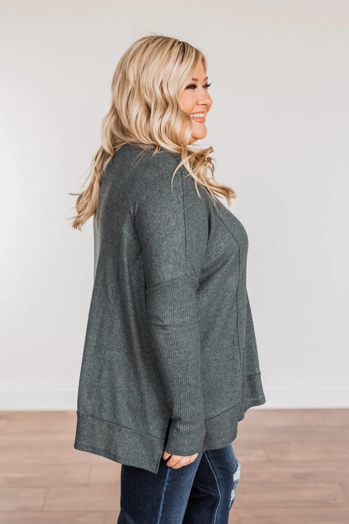 Enchanting Wink Dolman Top- Hunter Green