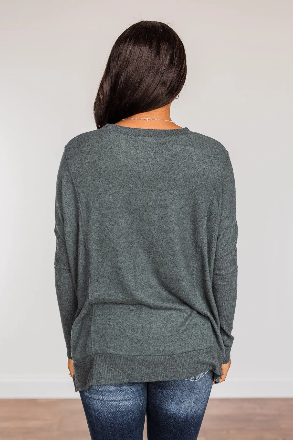 Enchanting Wink Dolman Top- Hunter Green