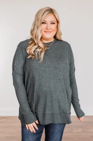 Enchanting Wink Dolman Top- Hunter Green