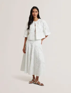 Faela Collarless Boxy Fit Cropped Shirt White