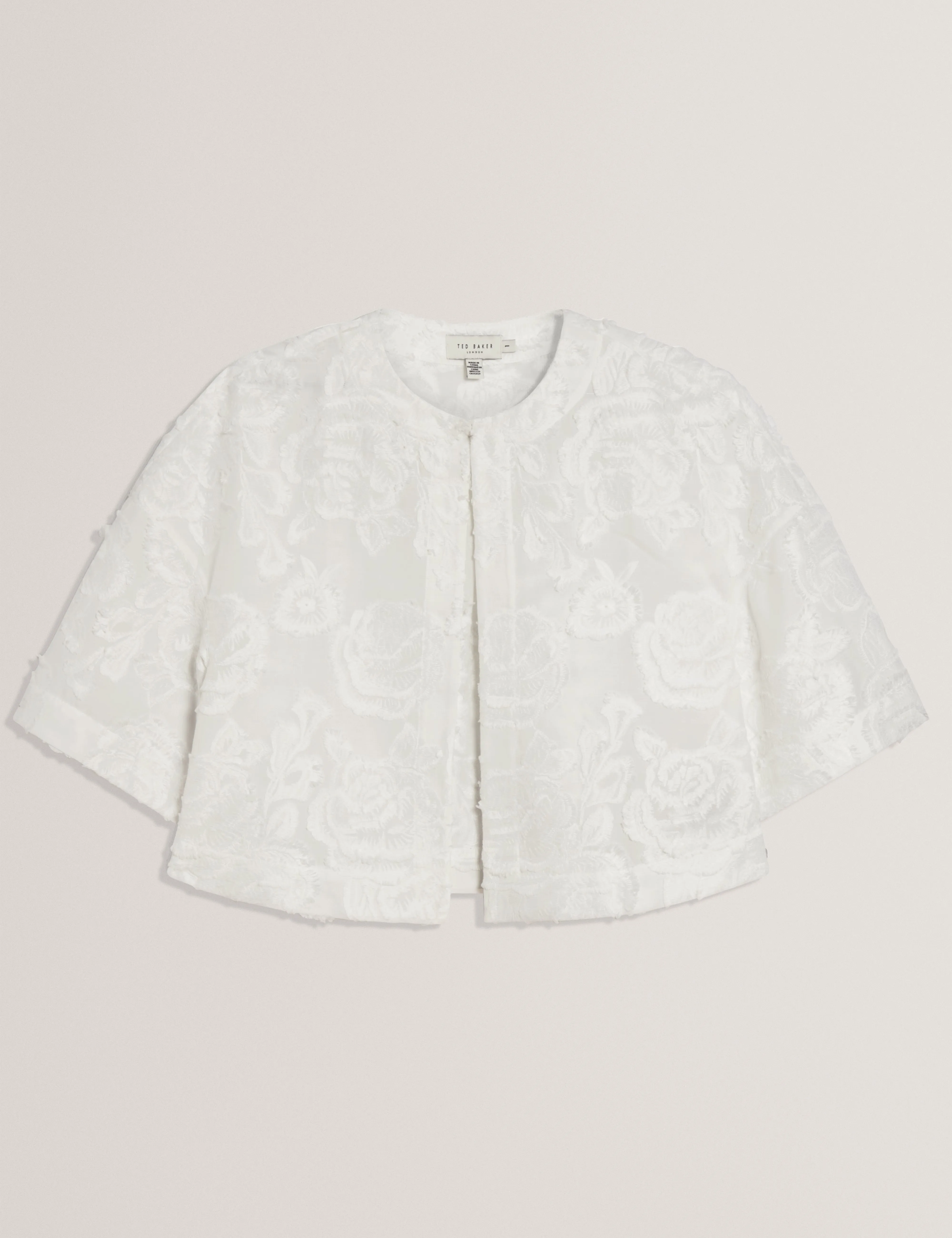 Faela Collarless Boxy Fit Cropped Shirt White