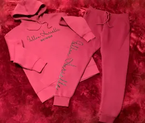 Fallon Aurielle & F.A. Unisex Signature Detroit Rep Yo Set Jogging Set (Burgundy & Black Sparkle)