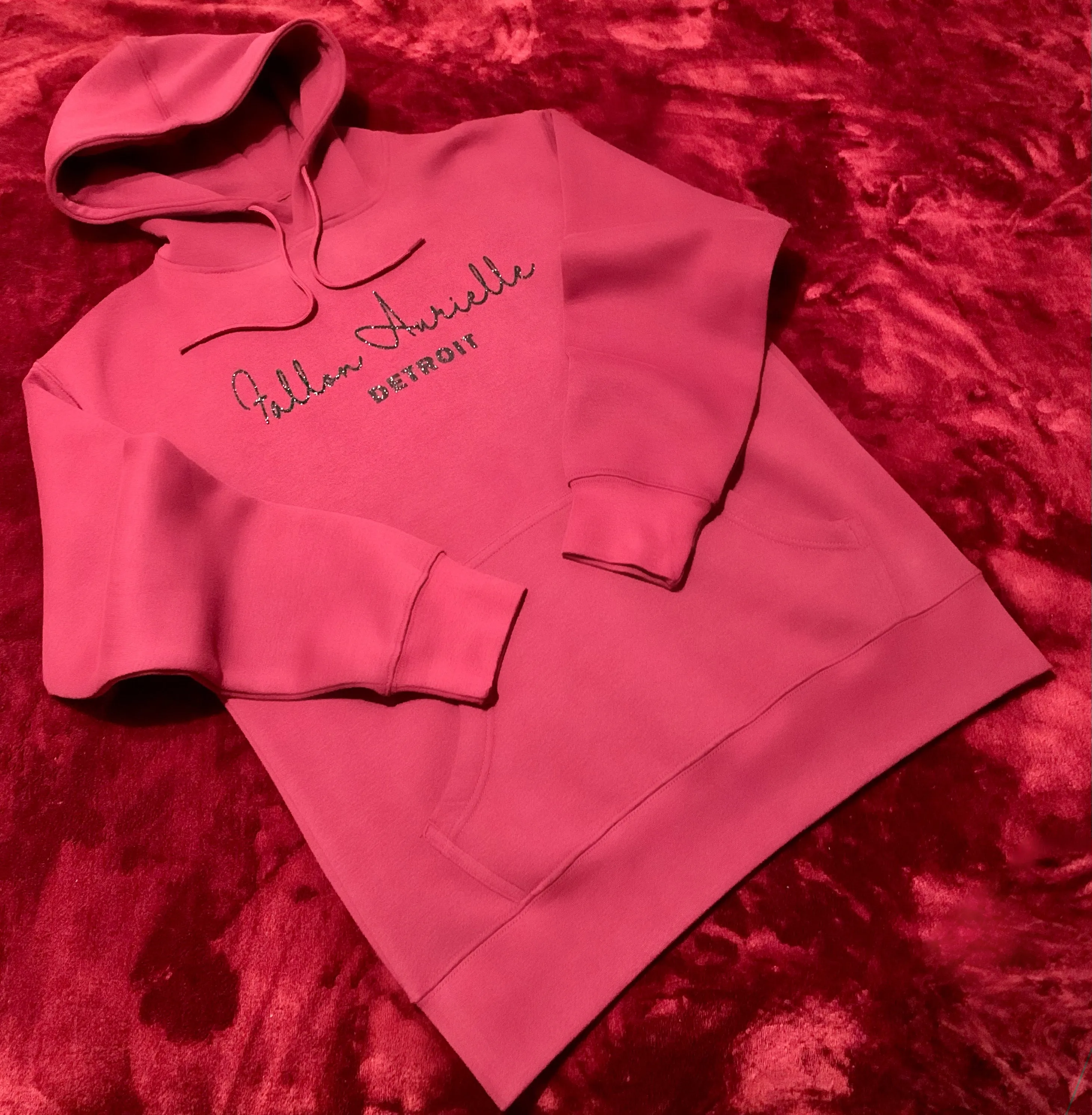 Fallon Aurielle & F.A. Unisex Signature Detroit Rep Yo Set Jogging Set (Burgundy & Black Sparkle)