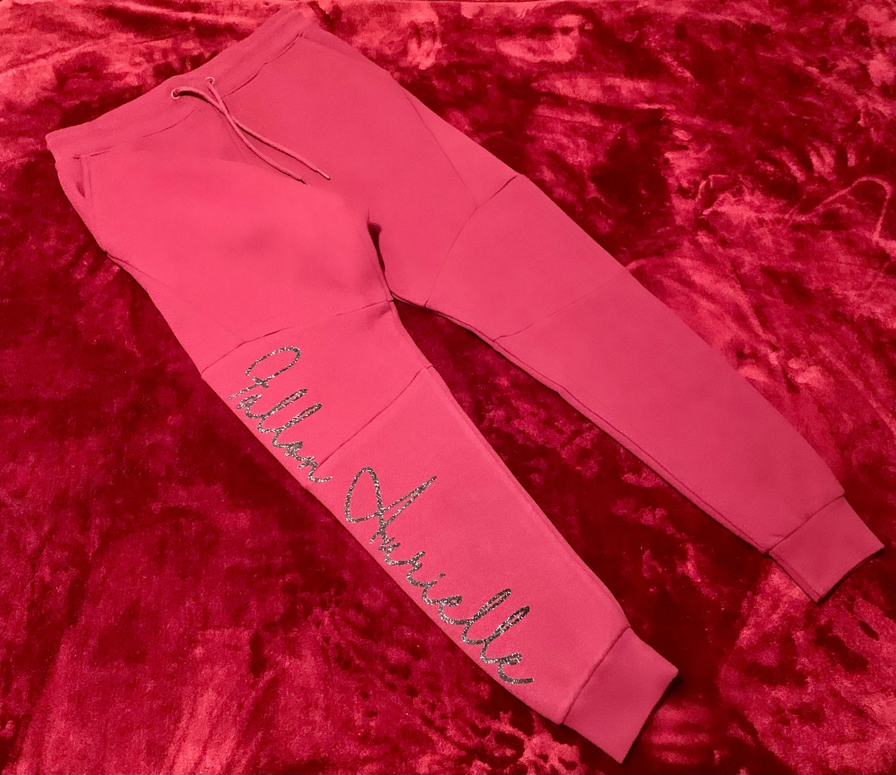 Fallon Aurielle & F.A. Unisex Signature Detroit Rep Yo Set Jogging Set (Burgundy & Black Sparkle)