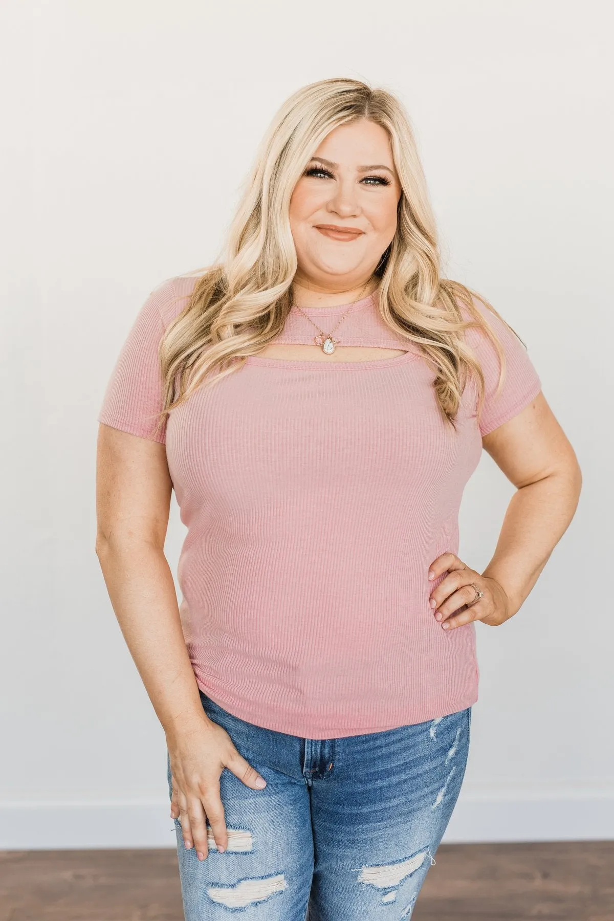 Feeling Spectacular Cut Out Top- Dusty Pink