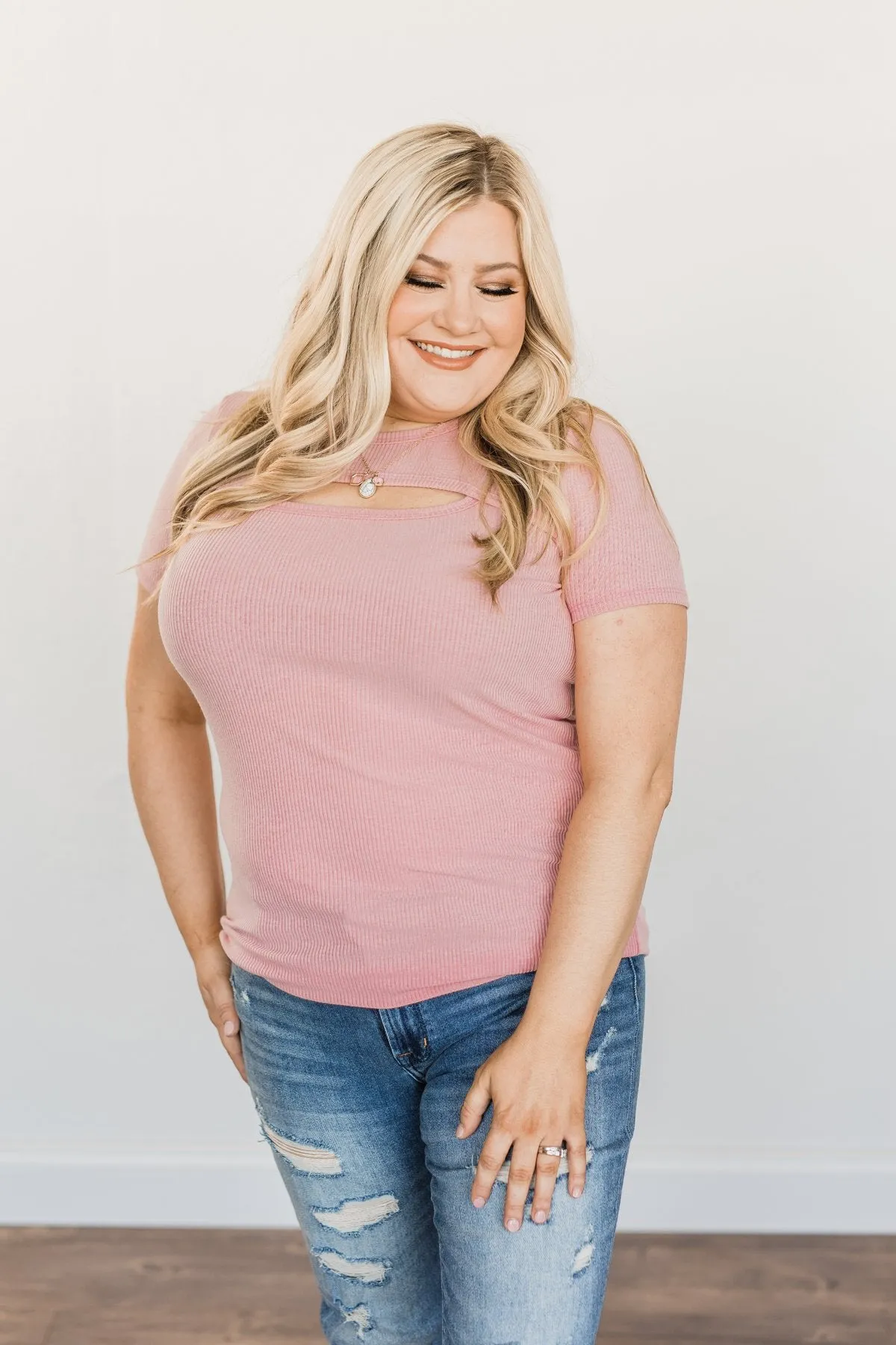 Feeling Spectacular Cut Out Top- Dusty Pink