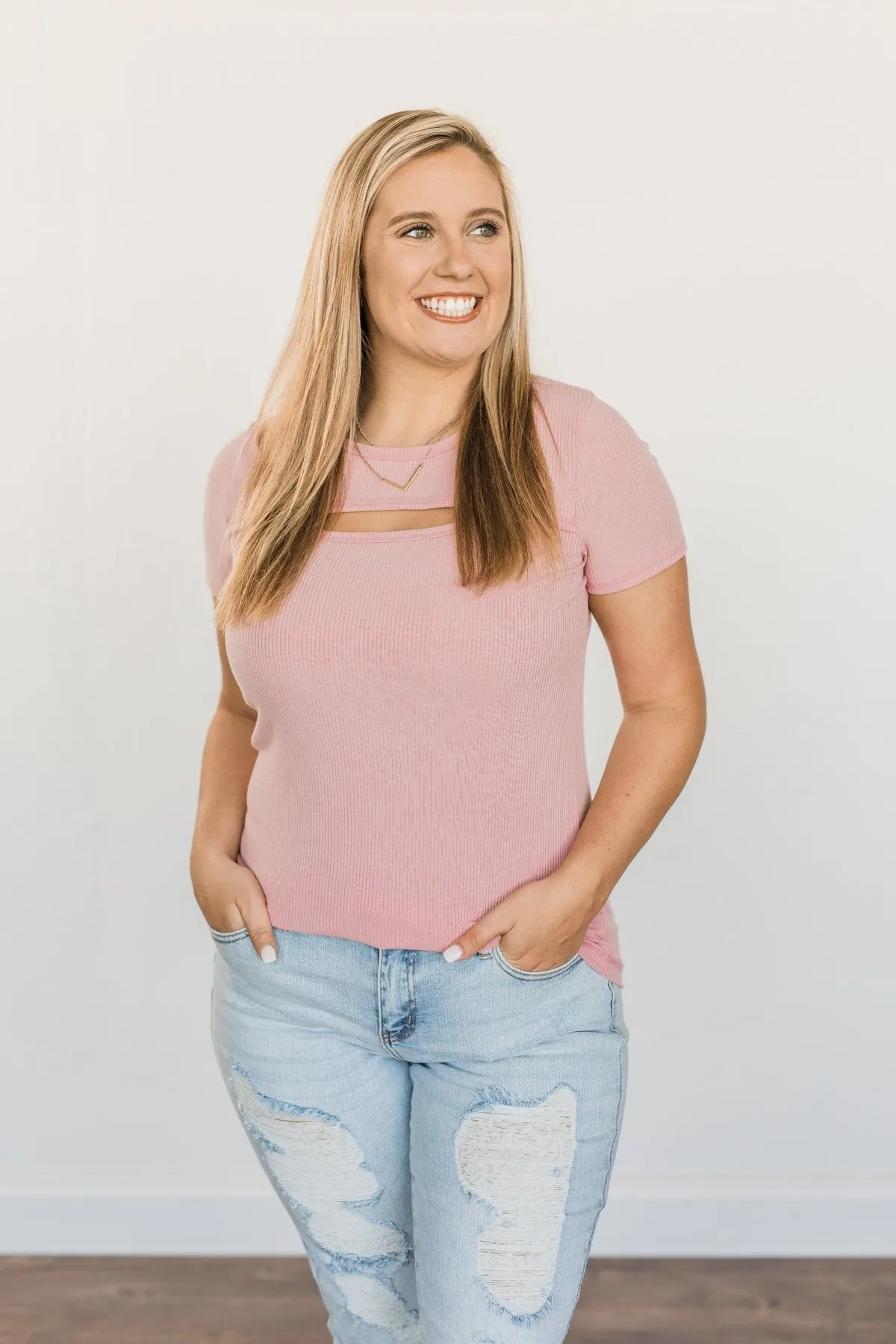 Feeling Spectacular Cut Out Top- Dusty Pink
