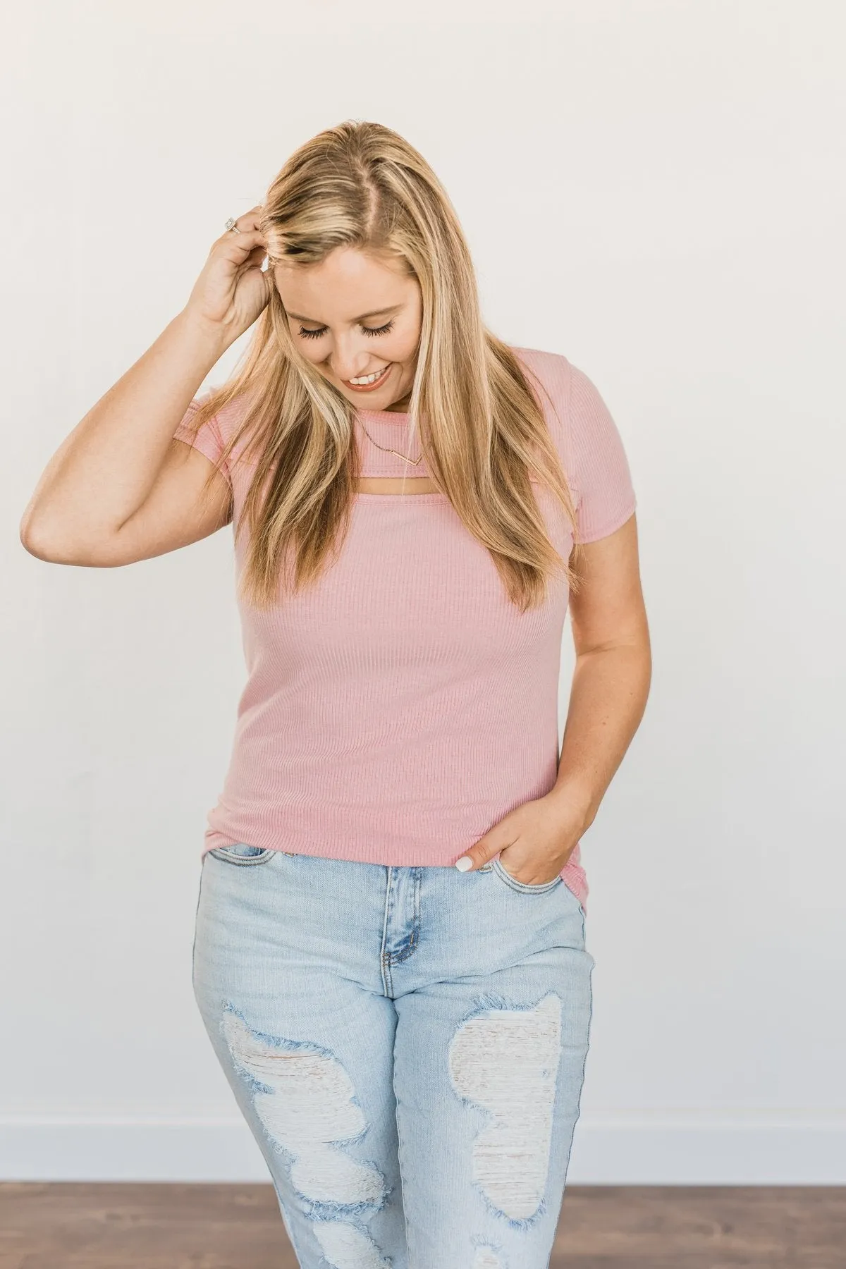 Feeling Spectacular Cut Out Top- Dusty Pink
