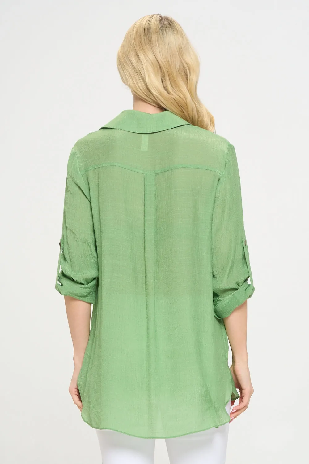 Flap Pocket Button Down Front Boyfriend Shirt