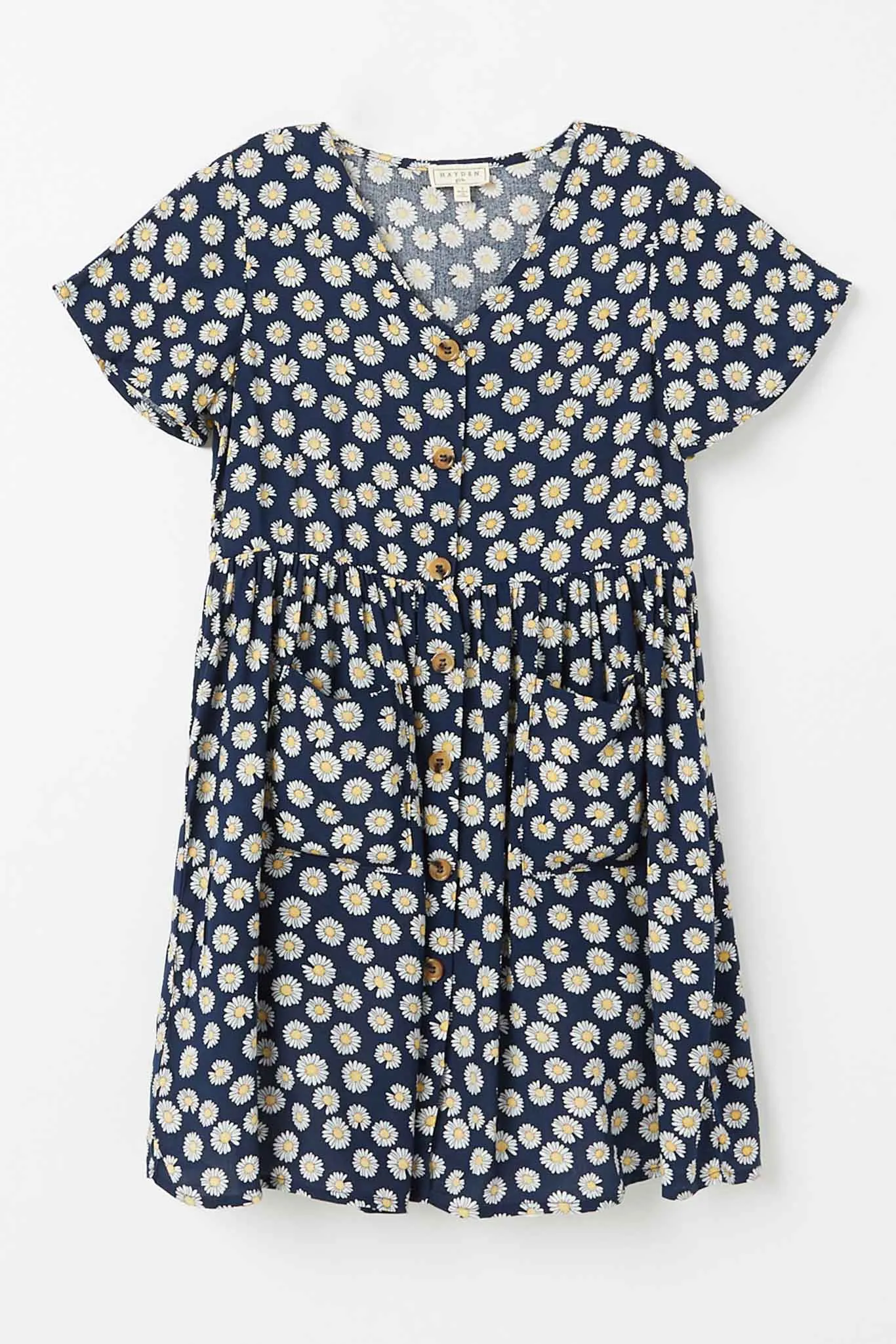 Floral Flutter Sleeve V Neck Dress
