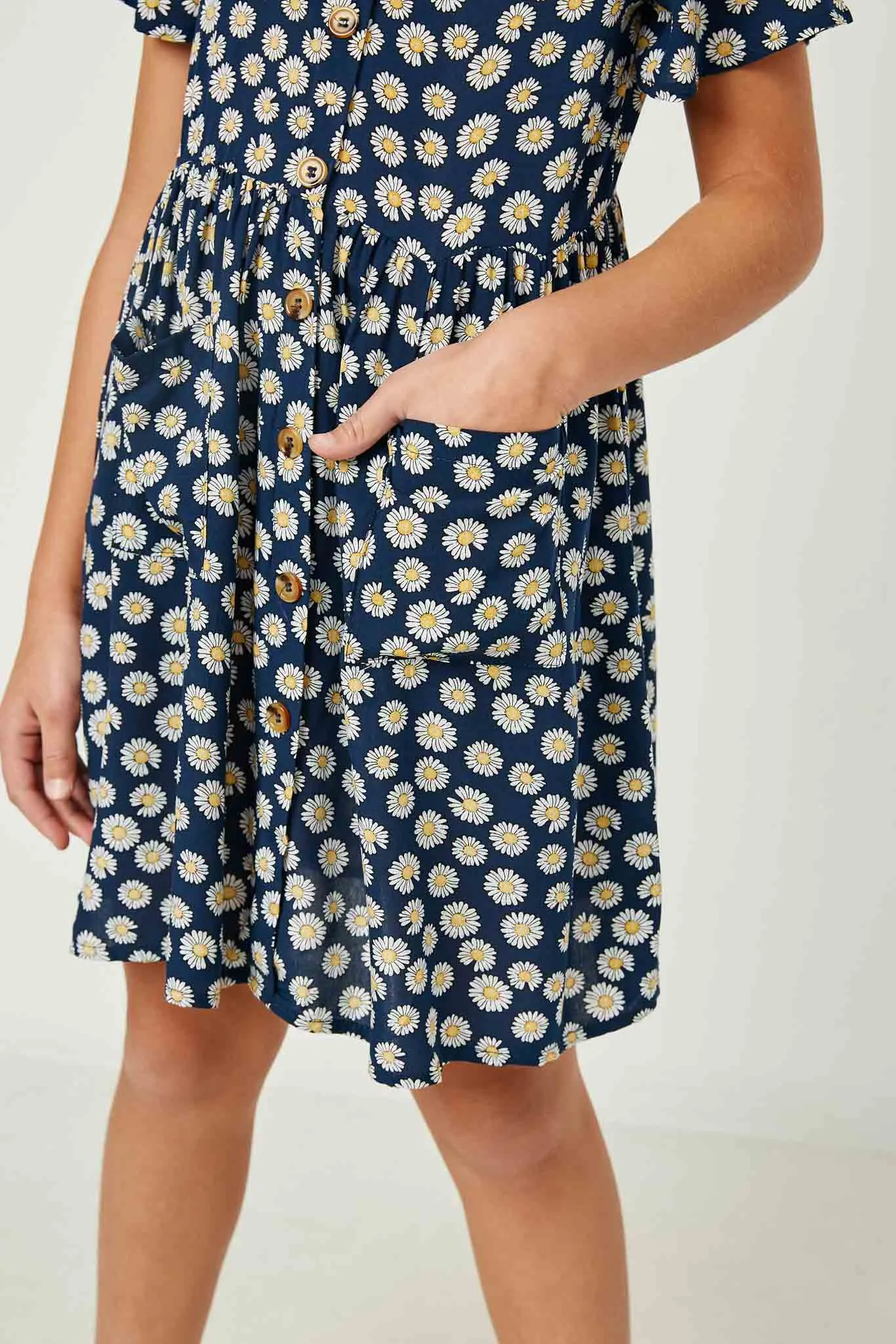 Floral Flutter Sleeve V Neck Dress