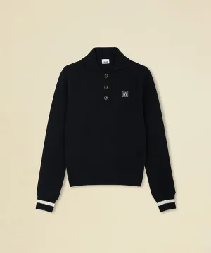 FORDI Rib Collar Long Sleeve Knit - Black
