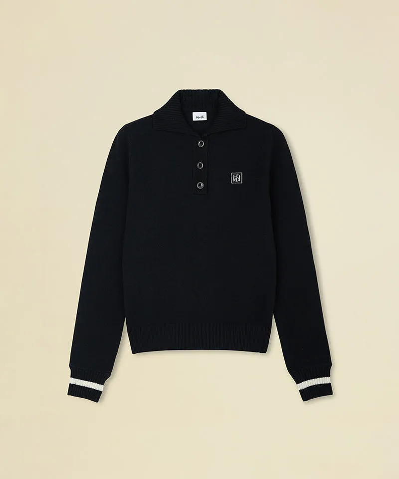 FORDI Rib Collar Long Sleeve Knit - Black