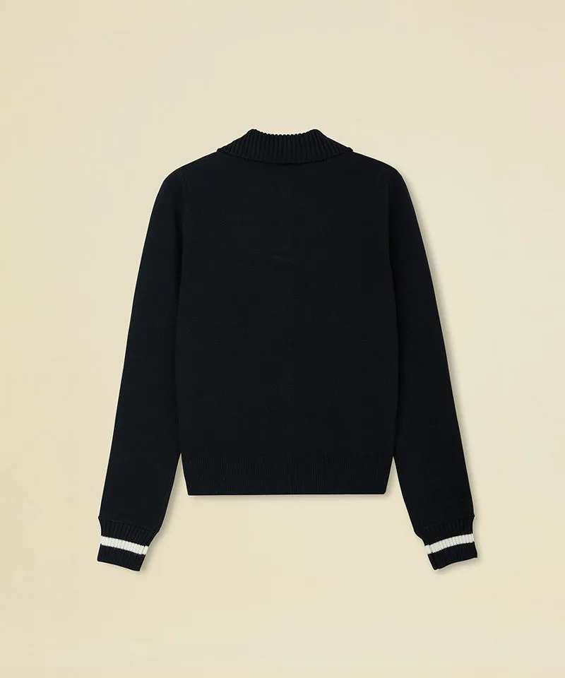 FORDI Rib Collar Long Sleeve Knit - Black
