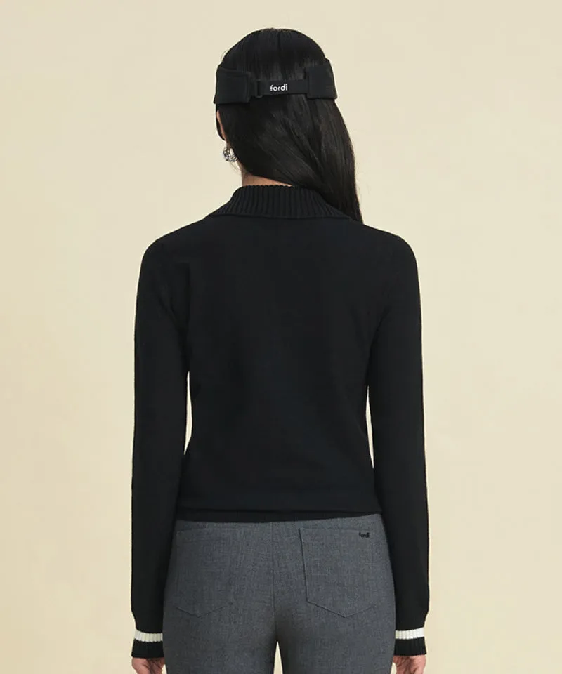 FORDI Rib Collar Long Sleeve Knit - Black
