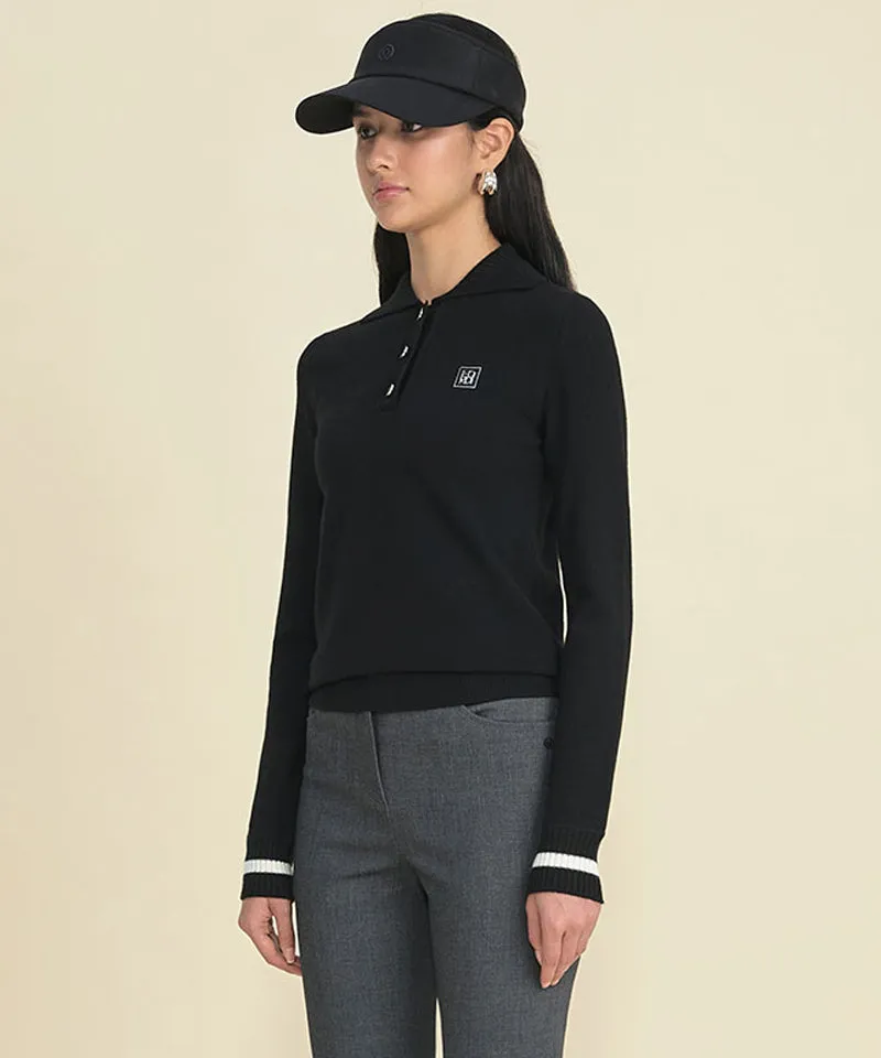 FORDI Rib Collar Long Sleeve Knit - Black