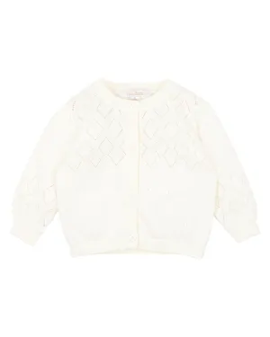 FOX & FINCH CLOUD POINTELLE KNIT CARDIGAN 3-7YRS