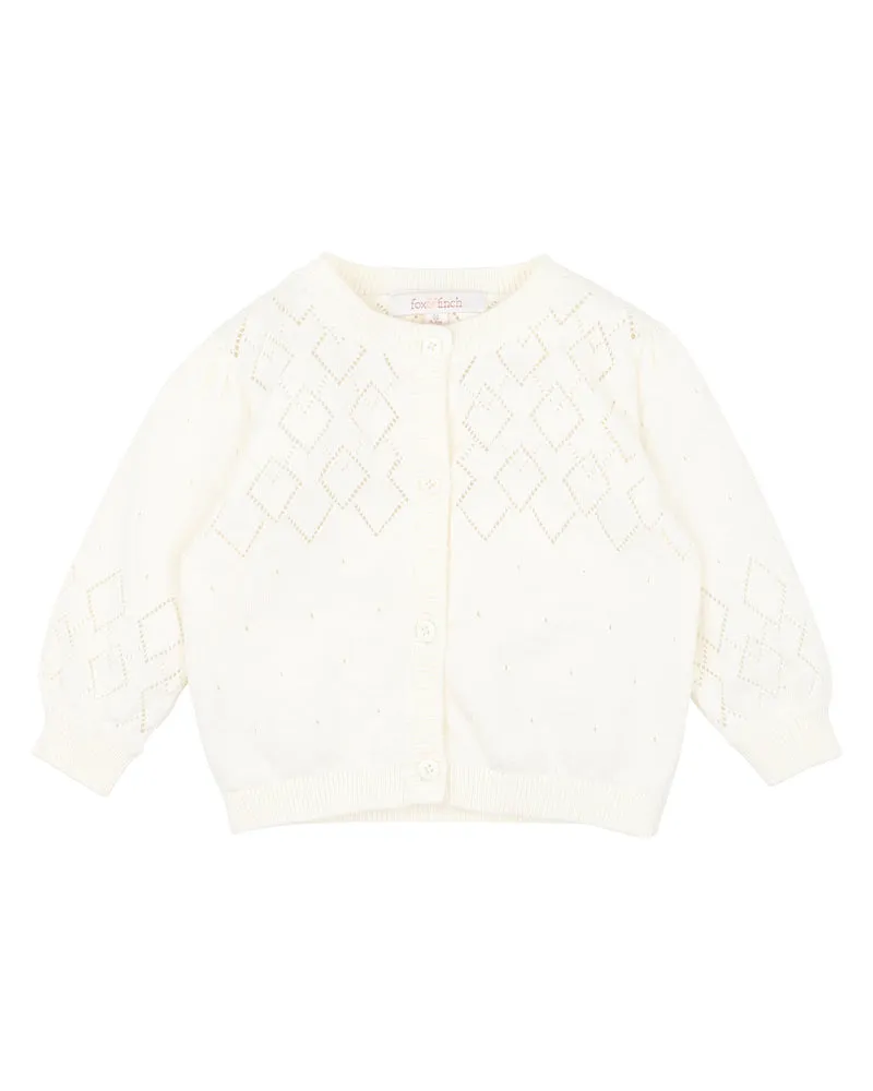 FOX & FINCH CLOUD POINTELLE KNIT CARDIGAN